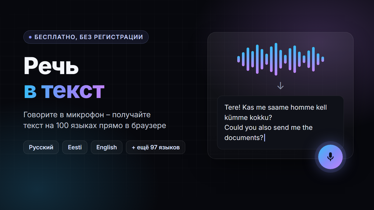 Голосовой ввод онлайн: речь в текст на 100 языках